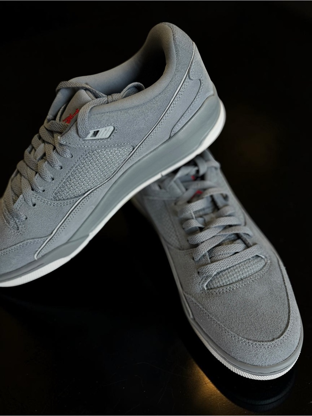 Nike Air Jordan Flight Sneakers Grey Red Suede Low Top Mens Clean